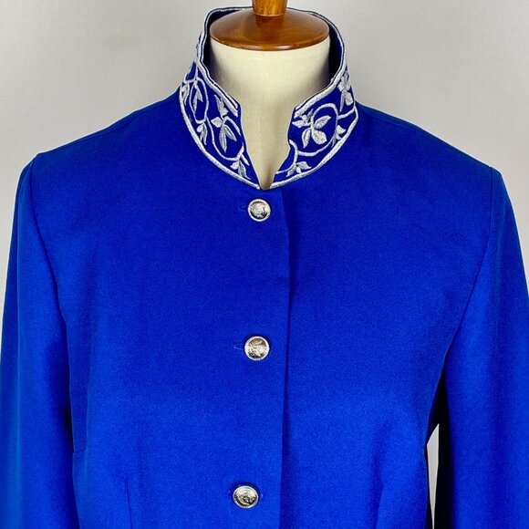 NWT Vtg 90s Helene Blake Long Sleeve Top Sz 12 Royal Blue Silver Formal Event - Picture 2 of 6